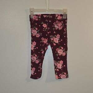 Gymboree Dark Burgandy/maroon Floral Kids Jeggings LOT Q